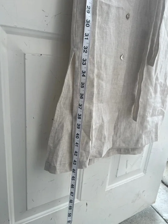 NWT Hiris Cotton Button-Front Short Sleeve Linen Midi Dress in Natural Beige - Picture 8 of 15